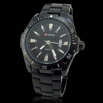 Montre homme pas cher en acier noir de marque Curren