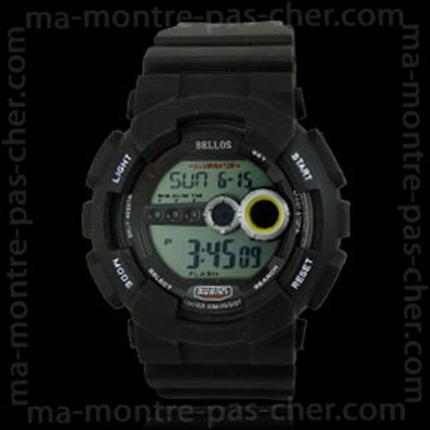 Montre digitale homme pas cher étanche en plastique noir