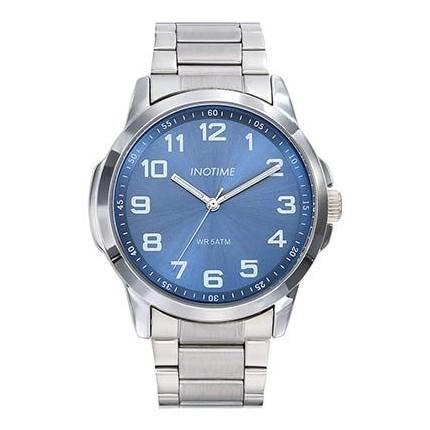 Montre acier fond bleu pas cher pour homme étanche 50 mètres