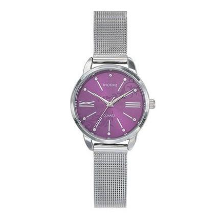 Montre milanaise pas cher femme avec cadran à motif fantaisie violet soleillé