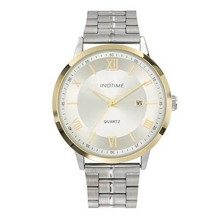 Montre pas cher homme en acier argenté avec chiffres romains dorés