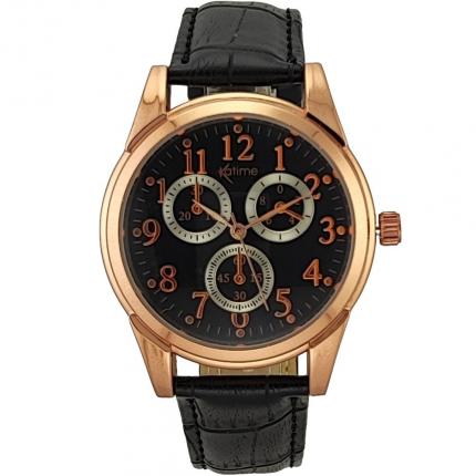 Montre homme classique noire avec bracelet en cuir