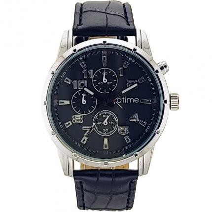 Montre homme noire pas chère avec bracelet en cuir