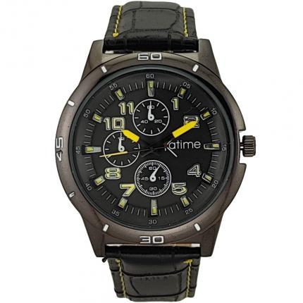 Montre homme sport analogique noire et jaune à moins de 20 euros
