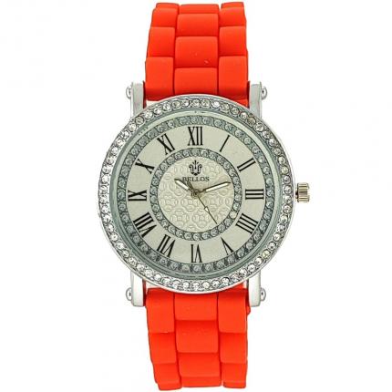 Montre femme chiffres romains avec bracelet rouge en silicone