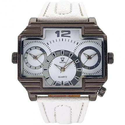 Grosse montre homme blanche avec 3 cadrans