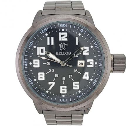 Grosse montre pas cher homme avec bracelet en acier gris foncé