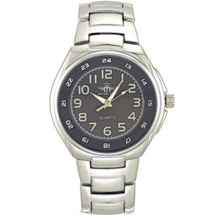 Montre acier homme fond noir en métal argenté