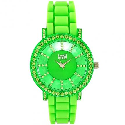 Montre fantaisie femme verte avec strass