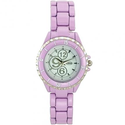 Montre fantaisie femme acier mauve