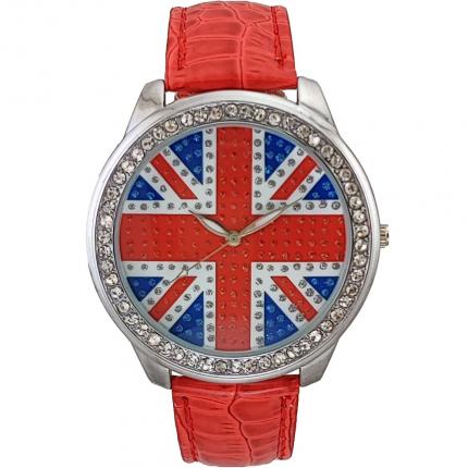 Montre femme drapeau anglais rouge