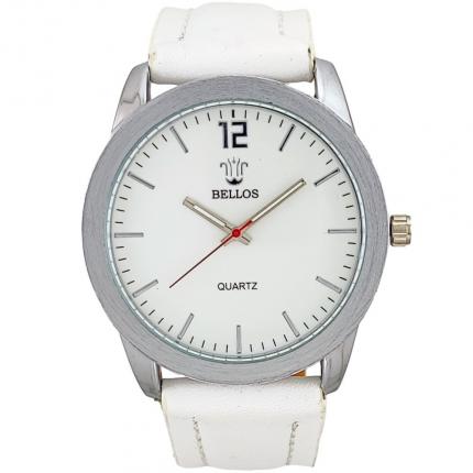 Montre petit prix homme avec bracelet en cuir blanc