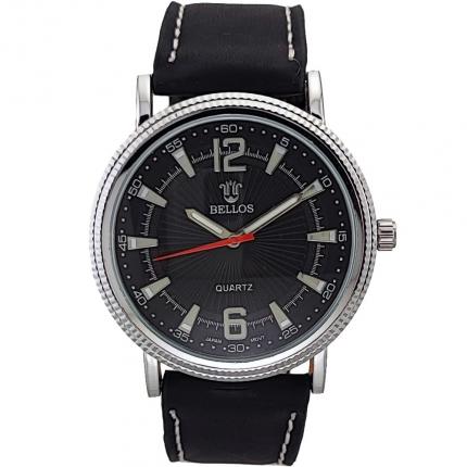 Montre simple homme noire avec bracelet cuir