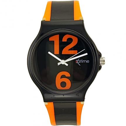 Montre plastique homme pas cher noire et orange