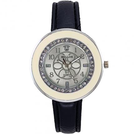 Montre fantaisie noire avec strass