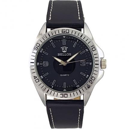 Montre bracelet en cuir homme noire