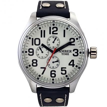 Montre pas cher homme cuir noir avec gros chiffres bien lisibles sur le cadran