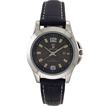 Montre femme avec dateur équipée d un beau bracelet en cuir noir