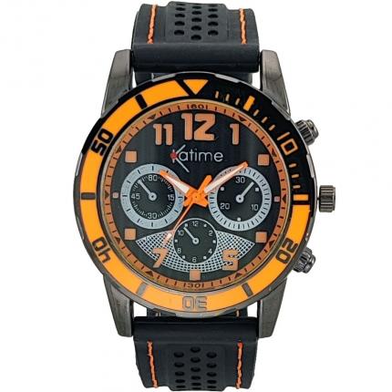 Montre homme sport petit prix noire et orange avec bracelet en silicone