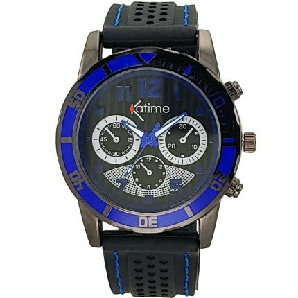 Montre bracelet silicone homme noire et bleue