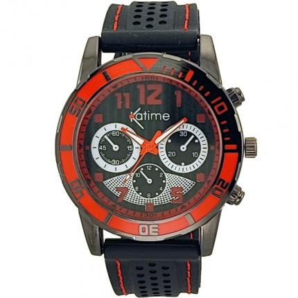 Montre noire et rouge pour homme avec bracelet sport en silicone